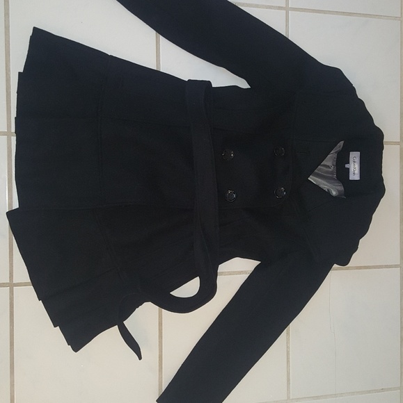 Black Calvin Klein ruffled peacoat - Picture 1 of 7